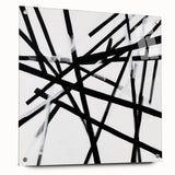 Geometric Abstract Wall Decor – Black & White Line Collision