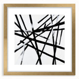 Geometric Abstract Wall Decor – Black & White Line Collision