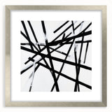 Geometric Abstract Wall Decor – Black & White Line Collision