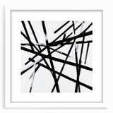Geometric Abstract Wall Decor – Black & White Line Collision