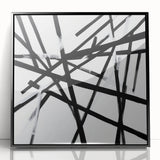 Geometric Abstract Wall Decor – Black & White Line Collision