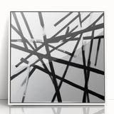 Geometric Abstract Wall Decor – Black & White Line Collision