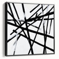 Geometric Abstract Wall Decor – Black & White Line Collision