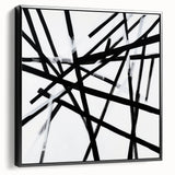 Geometric Abstract Wall Decor – Black & White Line Collision