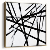 Geometric Abstract Wall Decor – Black & White Line Collision