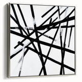 Geometric Abstract Wall Decor – Black & White Line Collision