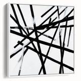 Geometric Abstract Wall Decor – Black & White Line Collision