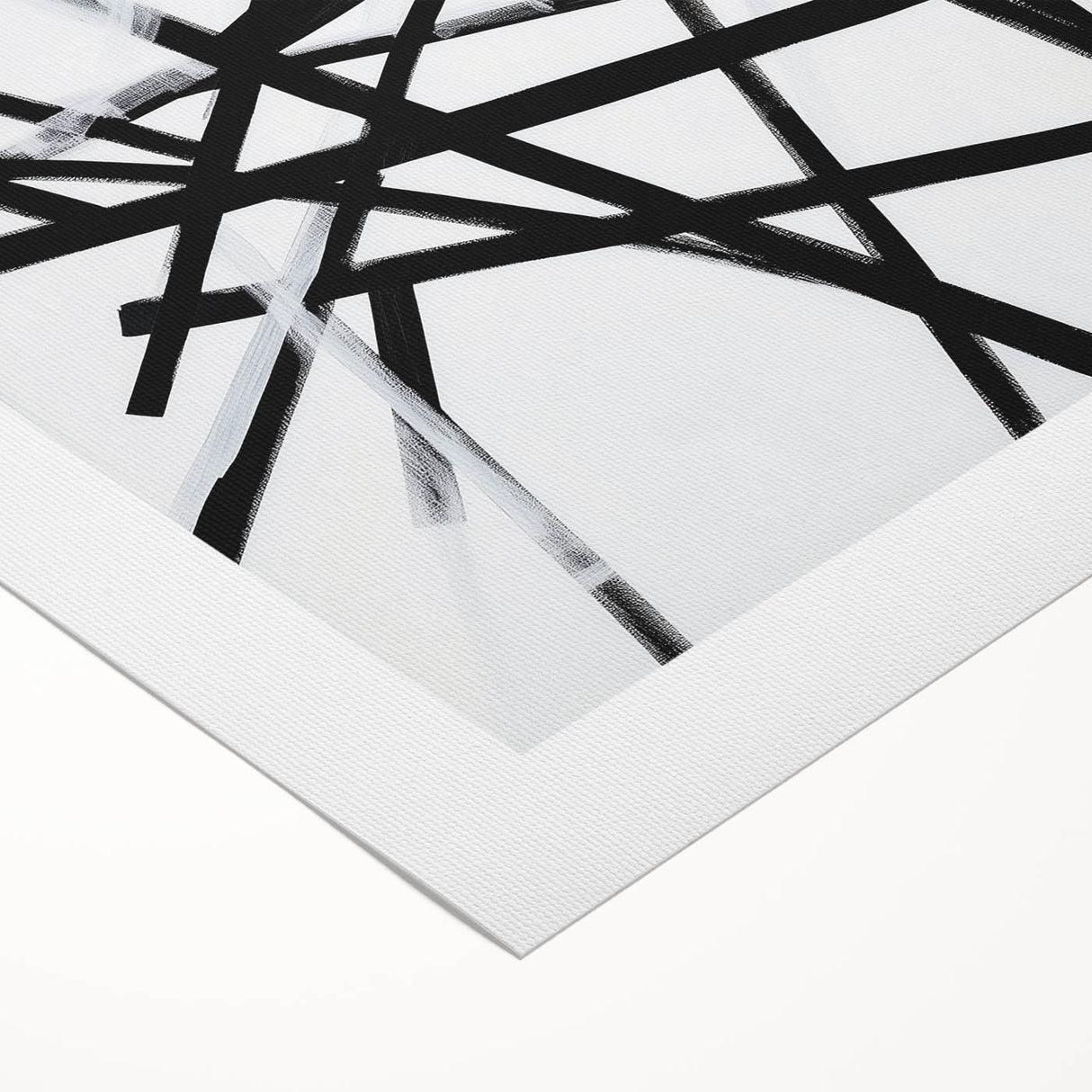 Geometric Abstract Wall Decor – Black & White Line Collision