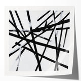 Geometric Abstract Wall Decor – Black & White Line Collision