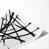 Geometric Abstract Wall Decor – Black & White Line Collision