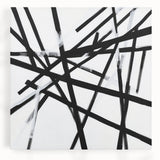 Geometric Abstract Wall Decor – Black & White Line Collision
