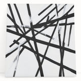Geometric Abstract Wall Decor – Black & White Line Collision