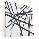 Geometric Abstract Wall Decor – Black & White Line Collision