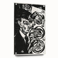 Expressionist Monochrome Dinner Scene Wall Art - Bold Black & White Design
