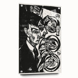 Expressionist Monochrome Dinner Scene Wall Art - Bold Black & White Design