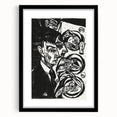 Expressionist Monochrome Dinner Scene Wall Art - Bold Black & White Design