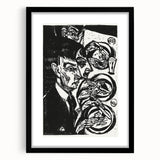 Expressionist Monochrome Dinner Scene Wall Art - Bold Black & White Design
