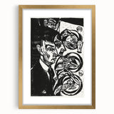 Expressionist Monochrome Dinner Scene Wall Art - Bold Black & White Design