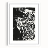 Expressionist Monochrome Dinner Scene Wall Art - Bold Black & White Design