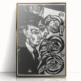 Expressionist Monochrome Dinner Scene Wall Art - Bold Black & White Design
