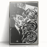 Expressionist Monochrome Dinner Scene Wall Art - Bold Black & White Design
