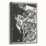 Expressionist Monochrome Dinner Scene Wall Art - Bold Black & White Design