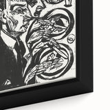 Expressionist Monochrome Dinner Scene Wall Art - Bold Black & White Design