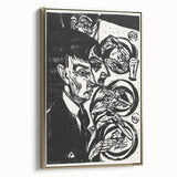 Expressionist Monochrome Dinner Scene Wall Art - Bold Black & White Design