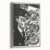 Expressionist Monochrome Dinner Scene Wall Art - Bold Black & White Design