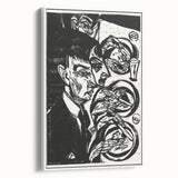 Expressionist Monochrome Dinner Scene Wall Art - Bold Black & White Design