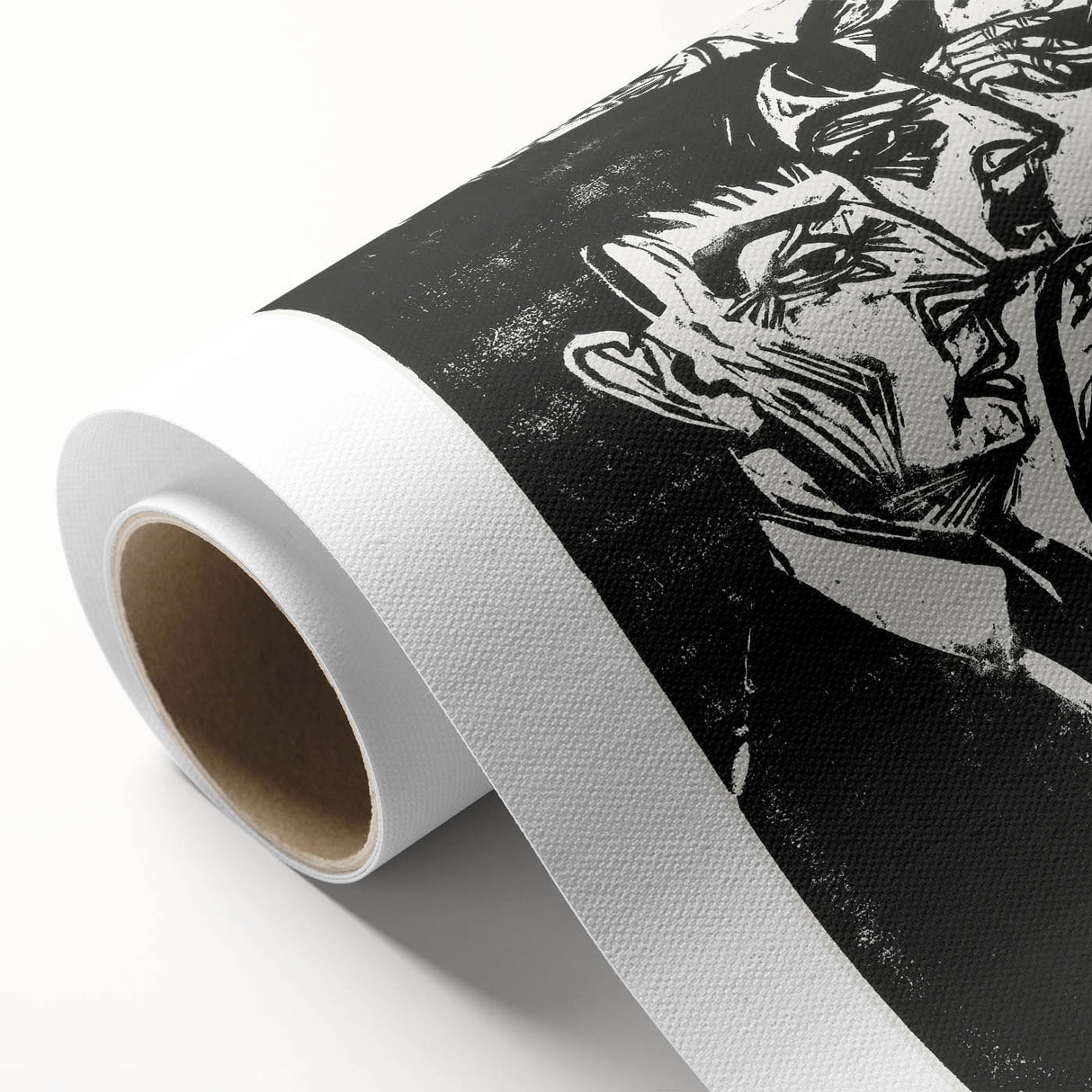 Expressionist Monochrome Dinner Scene Wall Art - Bold Black & White Design