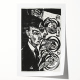 Expressionist Monochrome Dinner Scene Wall Art - Bold Black & White Design