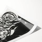 Expressionist Monochrome Dinner Scene Wall Art - Bold Black & White Design