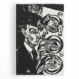 Expressionist Monochrome Dinner Scene Wall Art - Bold Black & White Design