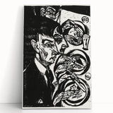 Expressionist Monochrome Dinner Scene Wall Art - Bold Black & White Design