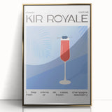 Mid-century modernist art depicting food and drinks in vibrant colors on a framed acrylic print.