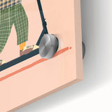 Playroom Wall Art – Trendy Lion on Scooter Illustration Print