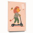 Playroom Wall Art – Trendy Lion on Scooter Illustration Print