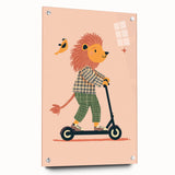 Playroom Wall Art – Trendy Lion on Scooter Illustration Print