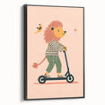 Playroom Wall Art – Trendy Lion on Scooter Illustration Print