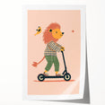 Playroom Wall Art – Trendy Lion on Scooter Illustration Print