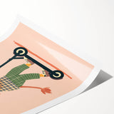 Playroom Wall Art – Trendy Lion on Scooter Illustration Print