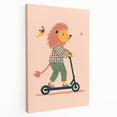 Playroom Wall Art – Trendy Lion on Scooter Illustration Print
