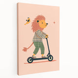 Playroom Wall Art – Trendy Lion on Scooter Illustration Print