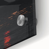 Large abstract wall art depicting fall colors on acrylic glass, ideal for dining room art in a mid-century modernist style.