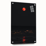 Large abstract wall art depicting fall colors on acrylic glass, suitable for bedroom or dining room decor.