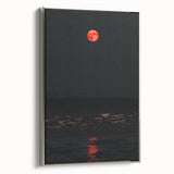 Framed canvas of a vintage landscape painting depicting autumn trees in vibrant orange and red tones.