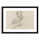 Abstract figurative artwork framed in black, showcasing dynamic shapes and bold colors, perfect for modern home decor or gallery display.