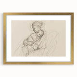 Abstract figurative art frame with a gold mat, showcasing vibrant colors and intricate designs, ideal for modern home decor or art collection display.