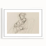 Abstract figurative art frame with a white mat, showcasing a modern design that highlights vibrant colors and intricate shapes, ideal for contemporary decor.